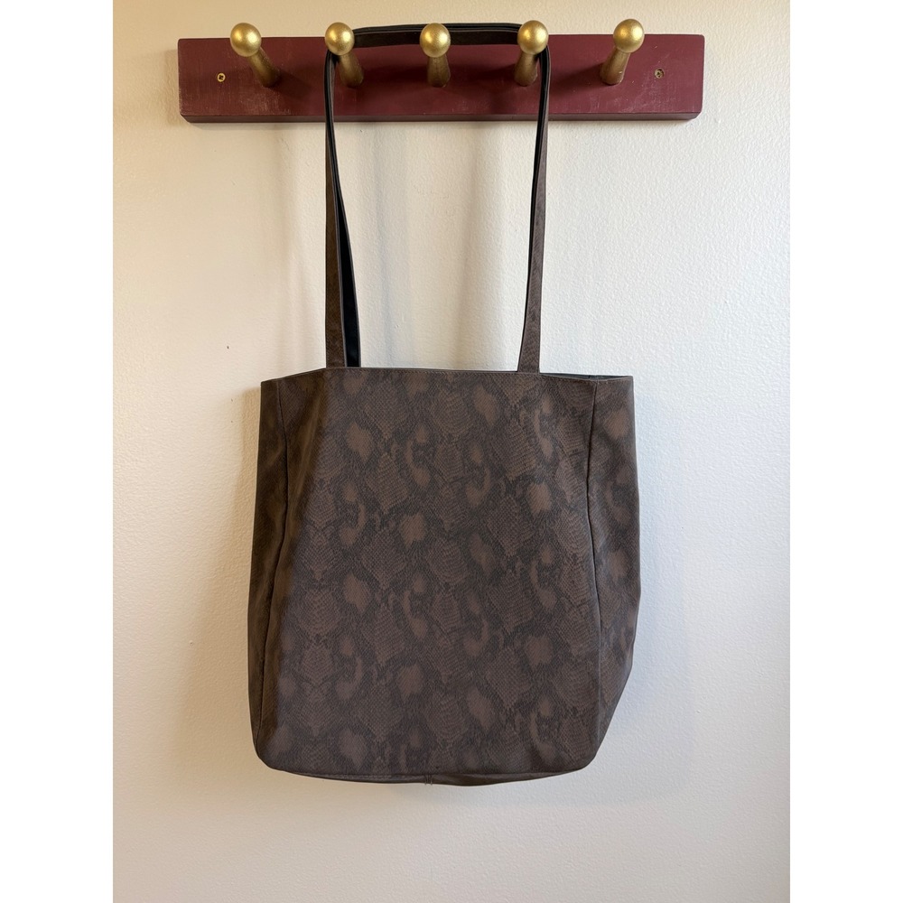 Kathy Ireland y2k Brown Snakeskin Print Tote Bag Faux Leather Shoulder Bag Purse